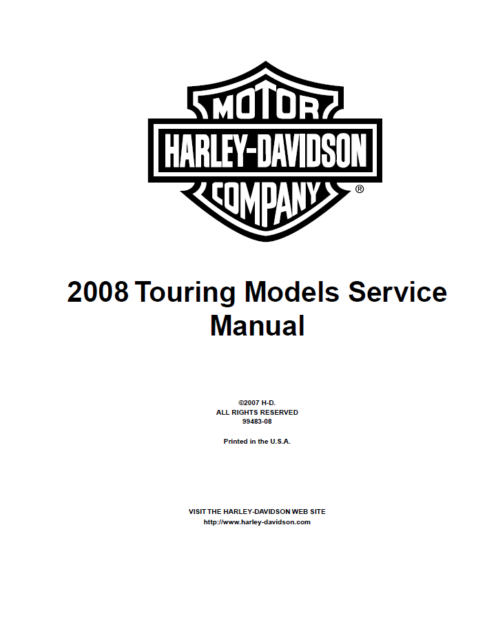 Harley Davidson 2008 Touring Models Service & Electrical Diagnostic Manual