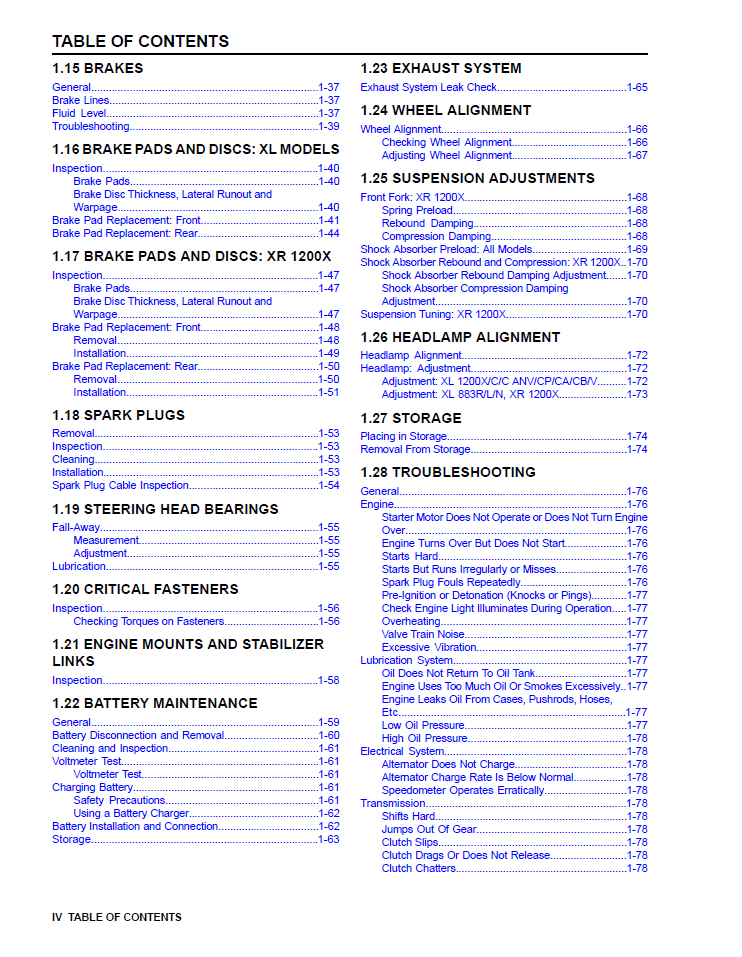 Harley Davidson 2013 Sportster Models Service & Electrical Diagnostic Manual