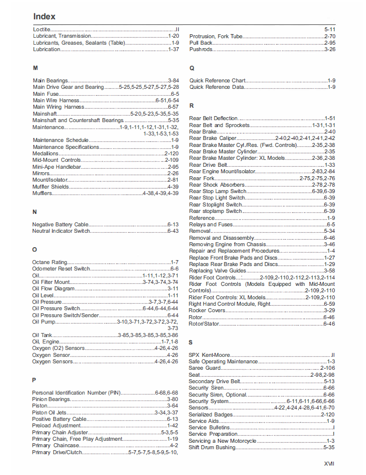 Harley Davidson 2022 Sportster XL Models Service Manual