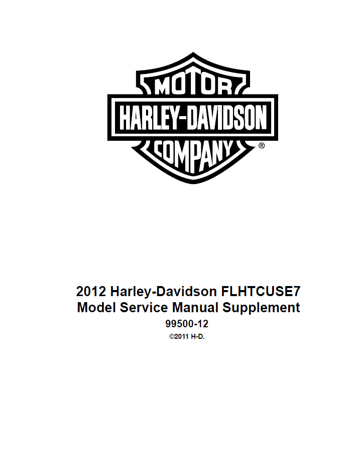 Harley Davidson 2012 Touring Models Service & Electrical Diagnostic Manual