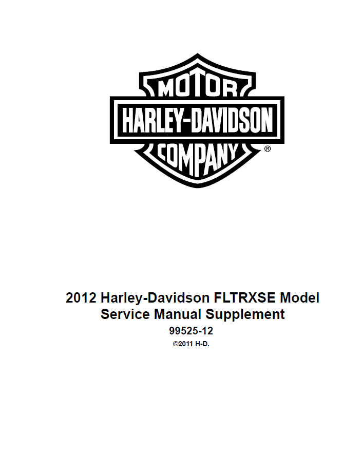 Harley Davidson 2012 Touring Models Service & Electrical Diagnostic Manual