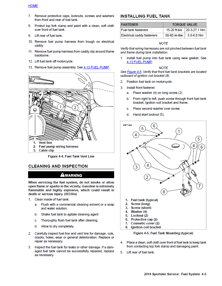 Harley Davidson 2014 Sportster Models Service & Electrical Diagnostic Manual