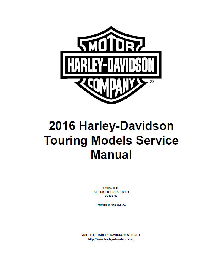 Harley Davidson 2016 Touring Models Service & Electrical Diagnostic Manual