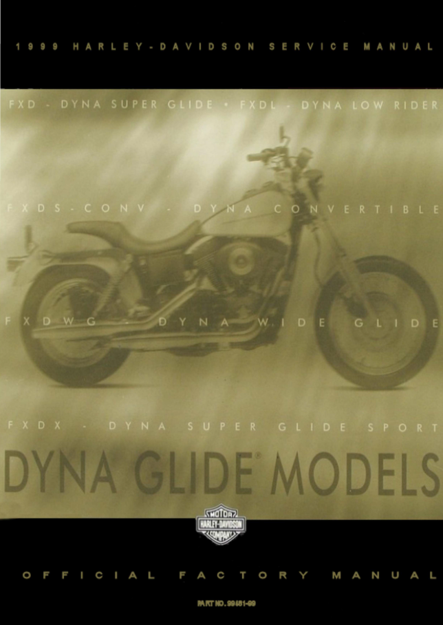 Harley Davidson 1999 Dyna Models Service Manual