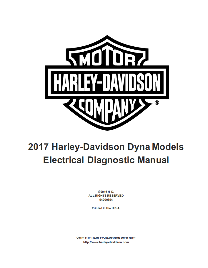Harley Davidson 2017 Dyna Models Service & Electrical Diagnostic Manual