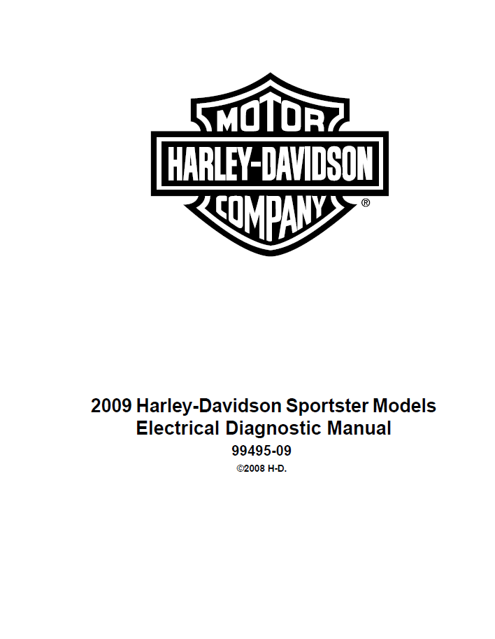 Harley Davidson 2009 Sportster Models Service & Electrical Diagnostic Manual