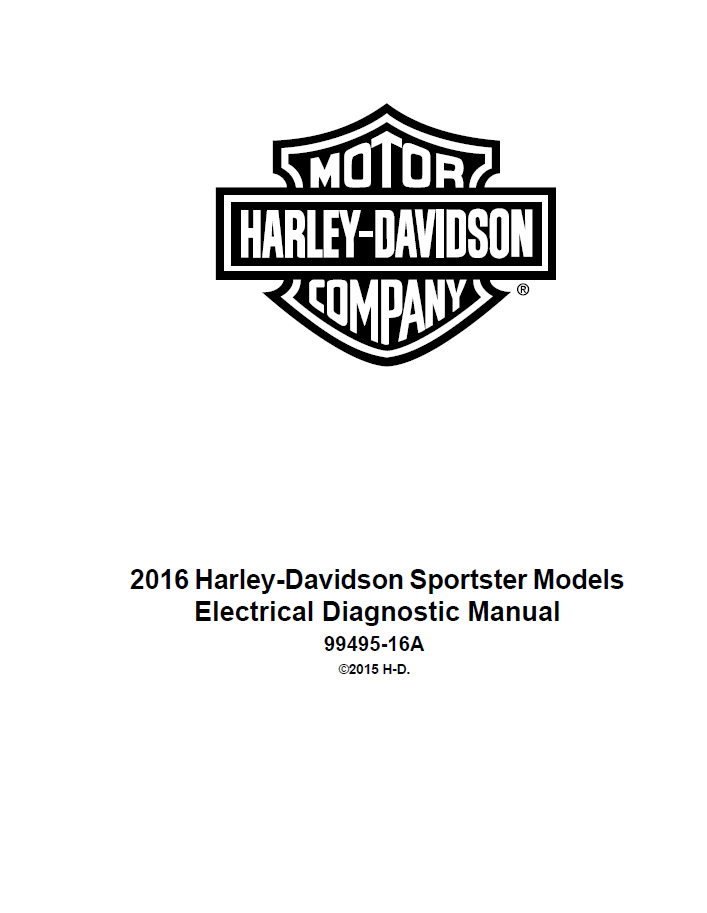 Harley Davidson 2016 Sportster Models Service & Electrical Diagnostic Manual