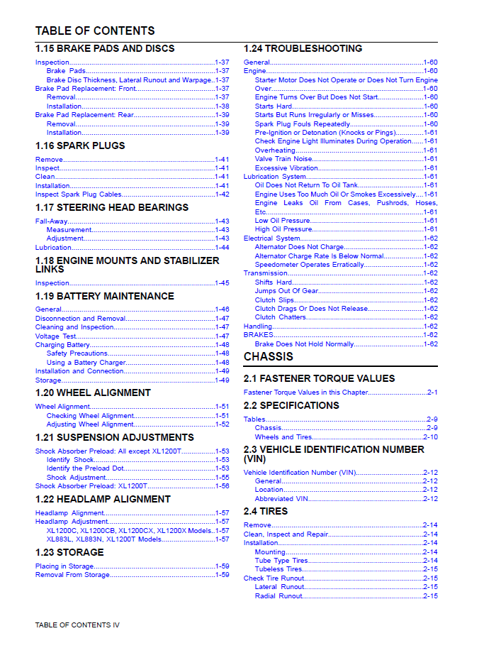 Harley Davidson 2017 Sportster Models Service & Electrical Diagnostic Manual