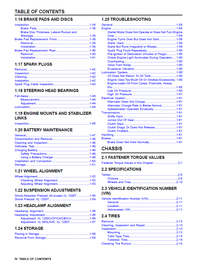 Harley Davidson 2015 Sportster Models Service & Electrical Diagnostic Manual