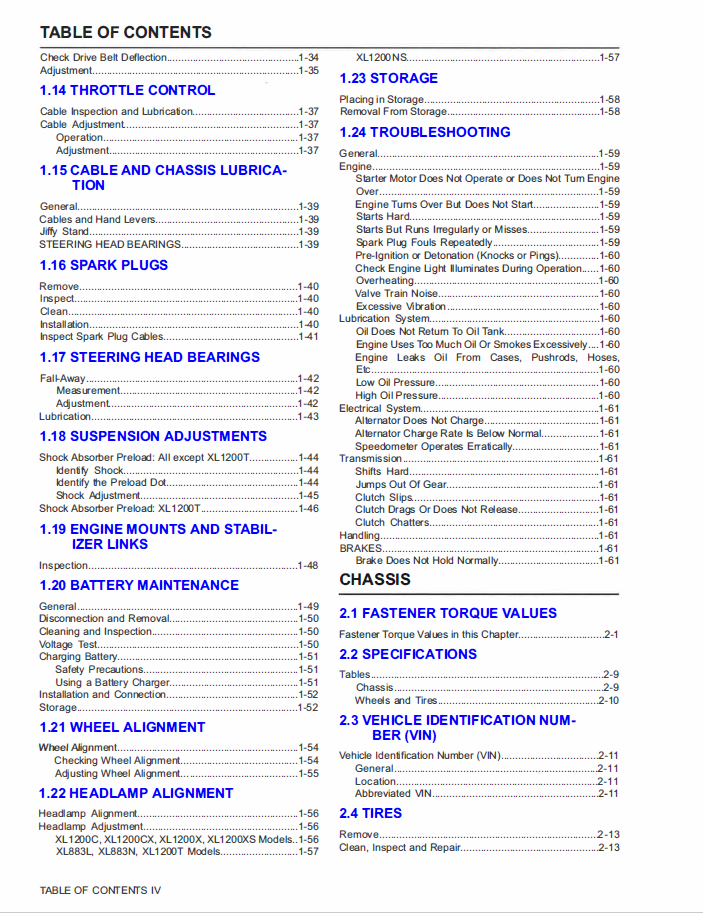 Harley Davidson 2018 Sportster Models Service & Electrical Diagnostic Manual