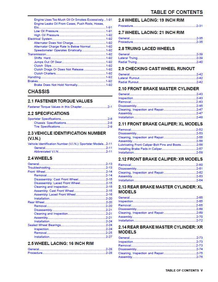 Harley Davidson 2009 Sportster Models Service & Electrical Diagnostic Manual