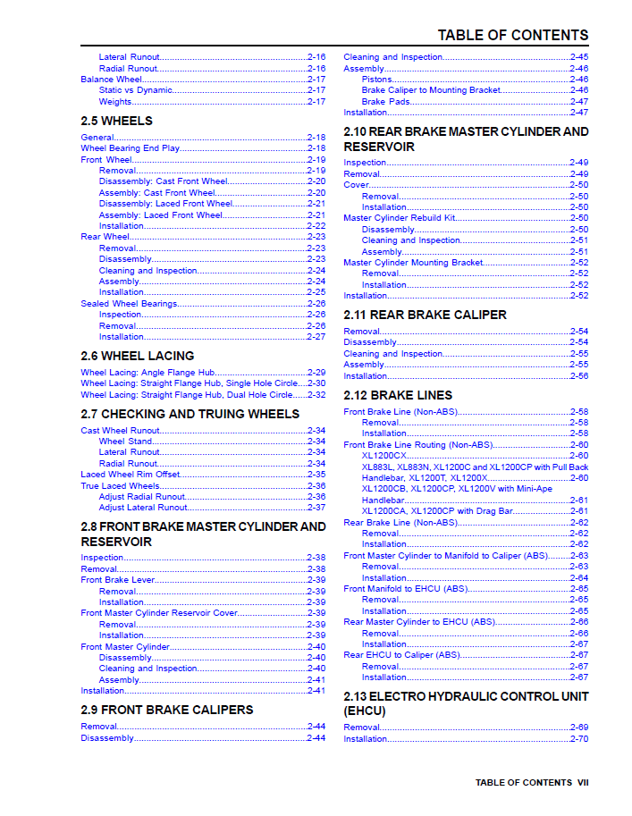 Harley Davidson 2016 Sportster Models Service & Electrical Diagnostic Manual