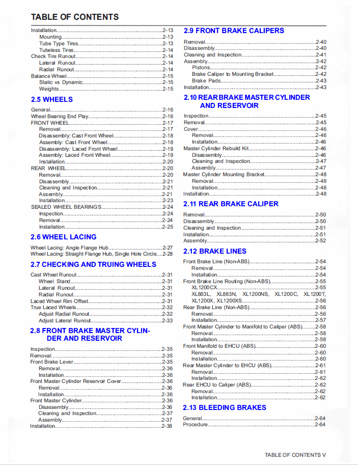 Harley Davidson 2018 Sportster Models Service & Electrical Diagnostic Manual