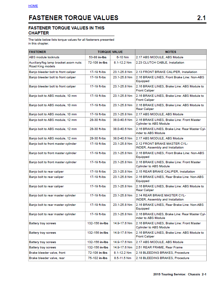 Harley Davidson 2015 Touring Models Service & Electrical Diagnostic Manual