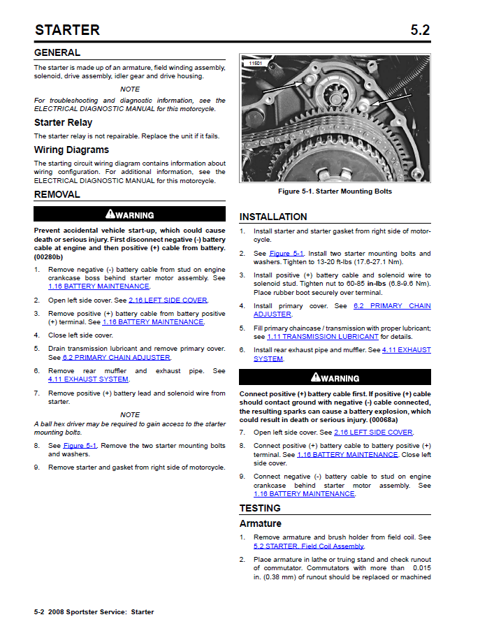 Harley Davidson 2008 Sportster Models Service & Electrical Diagnostic Manual