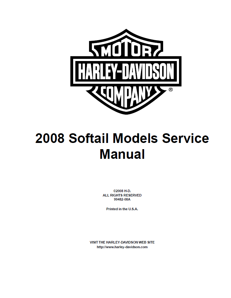 Harley Davidson 2008 Softail Models Service & Electrical Diagnostic Manual