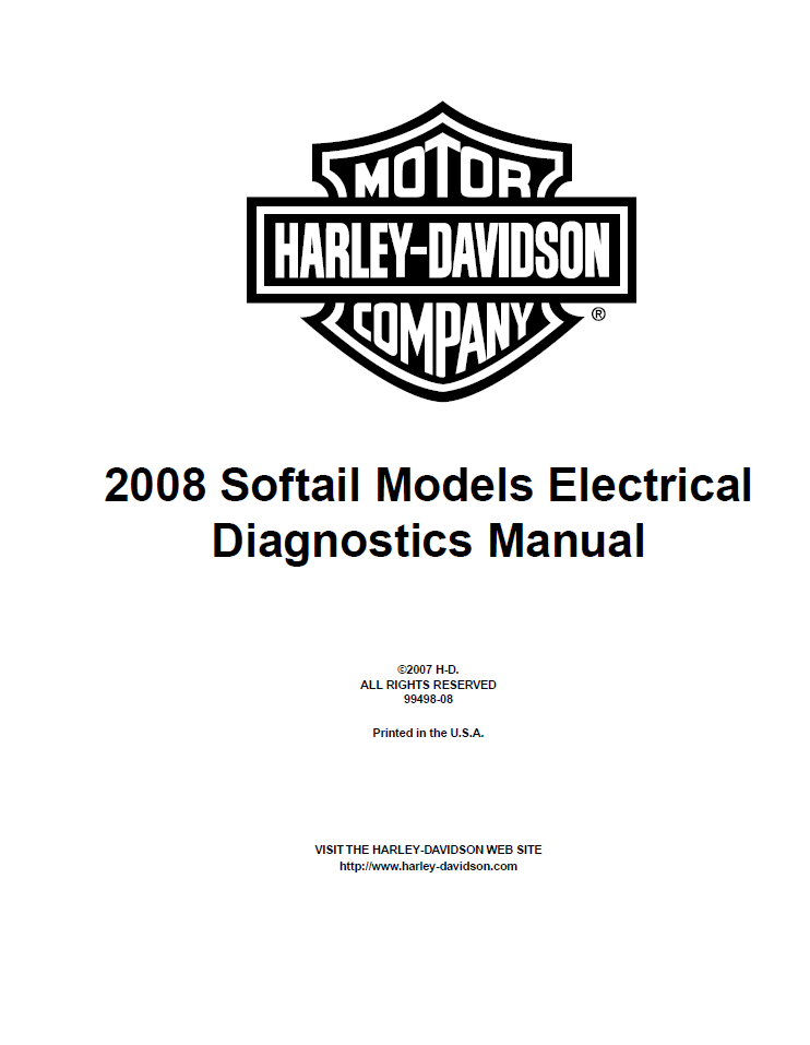 Harley Davidson 2008 Softail Models Service & Electrical Diagnostic Manual