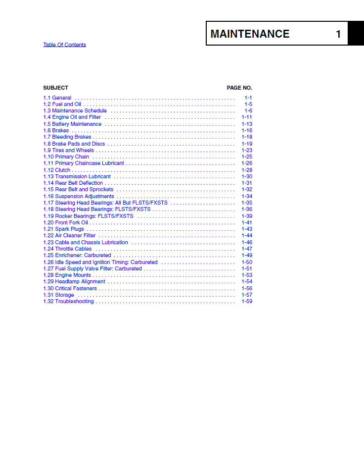 2003 HARLEY SOFTAIL SERVICE MANUAL visual data 3