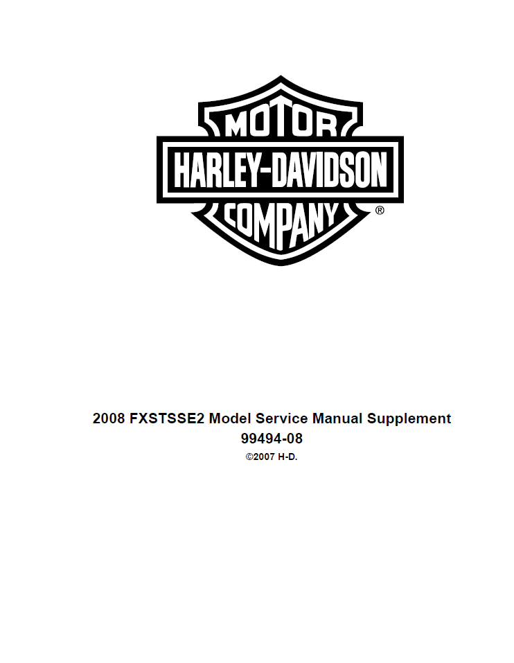 Harley Davidson 2008 Softail Models Service & Electrical Diagnostic Manual