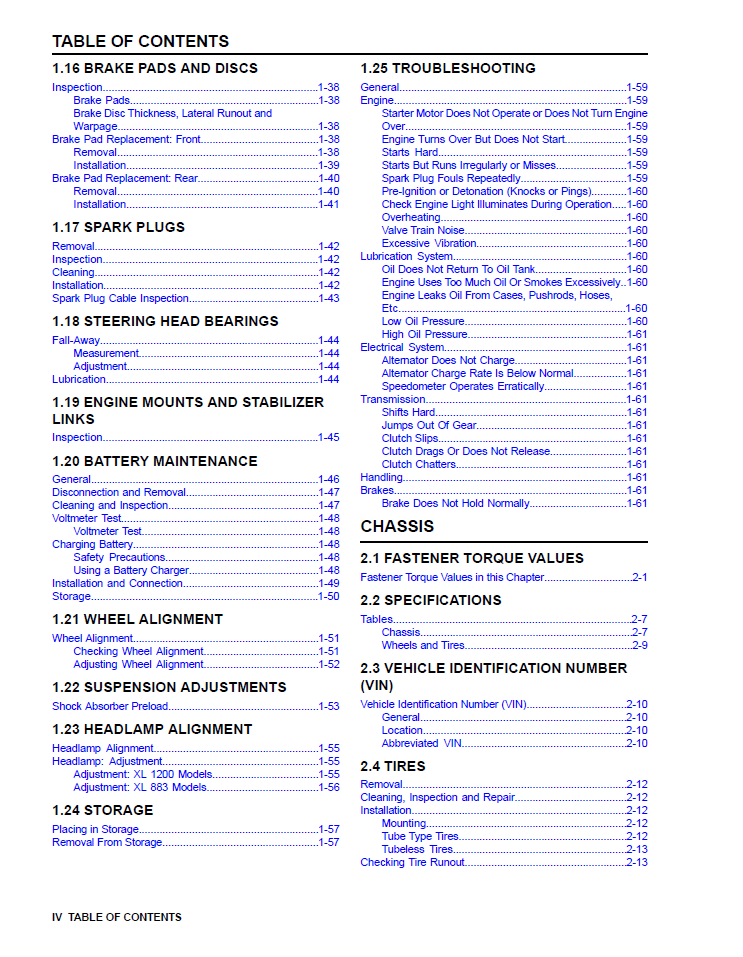 Harley Davidson 2014 Sportster Models Service & Electrical Diagnostic Manual