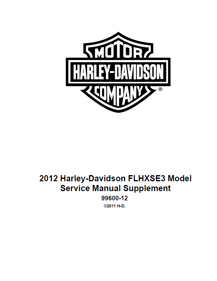 Harley Davidson 2012 Touring Models Service & Electrical Diagnostic Manual