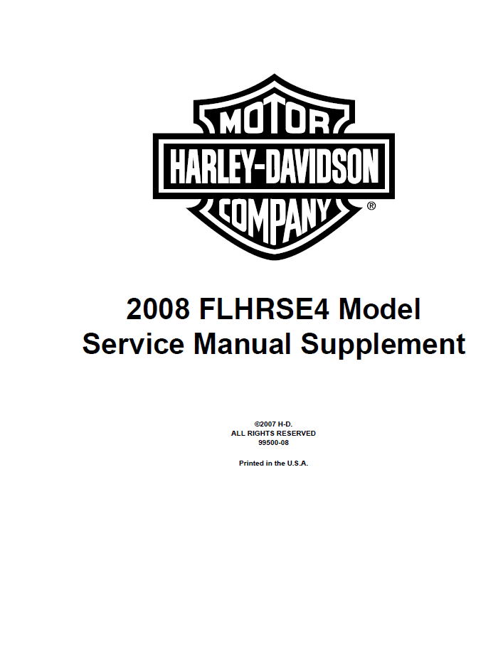 Harley Davidson 2008 Touring Models Service & Electrical Diagnostic Manual