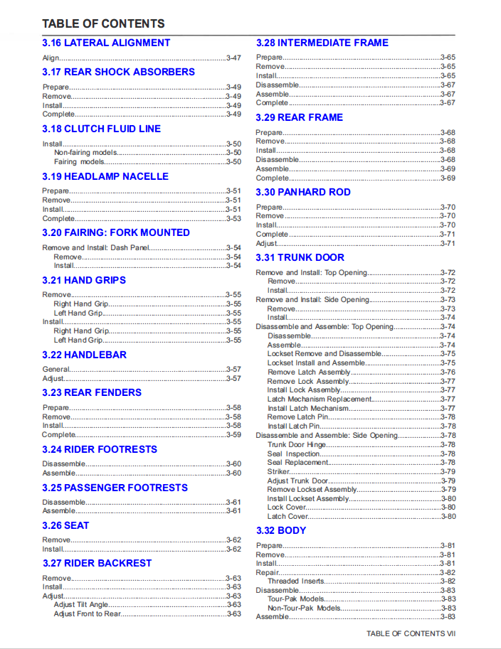 Harley Davidson 2020 Trike Models Service Manual