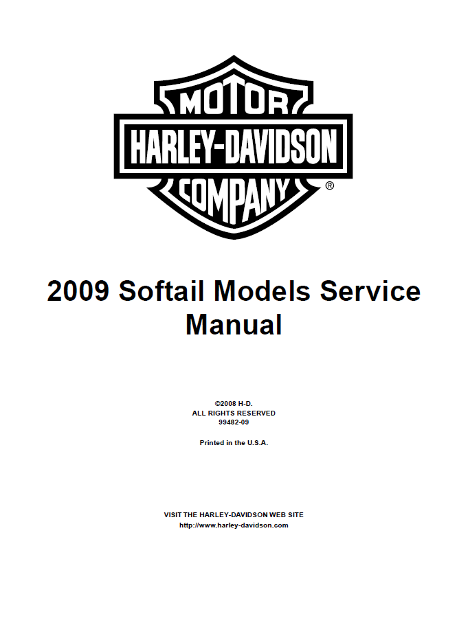 Harley Davidson 2009 Softail Models Service & Electrical Diagnostic Manual