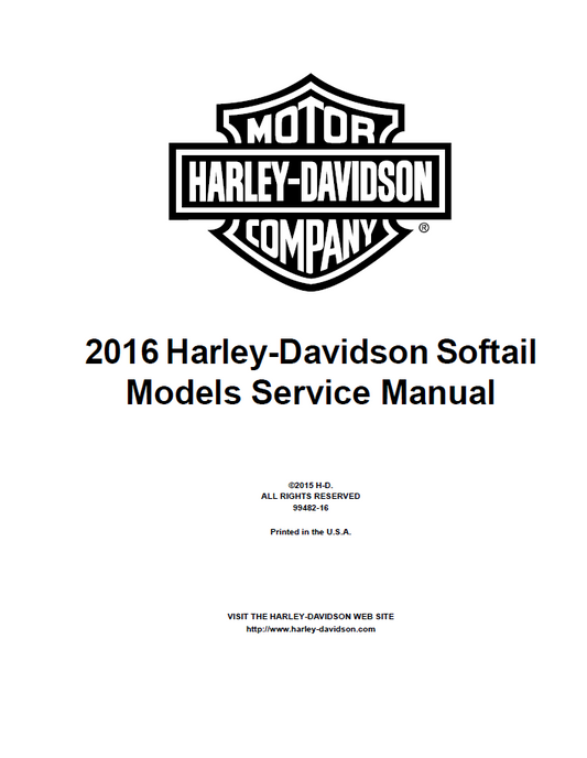 Harley Davidson 2016 Softail Models Service & Electrical Diagnostic Manual