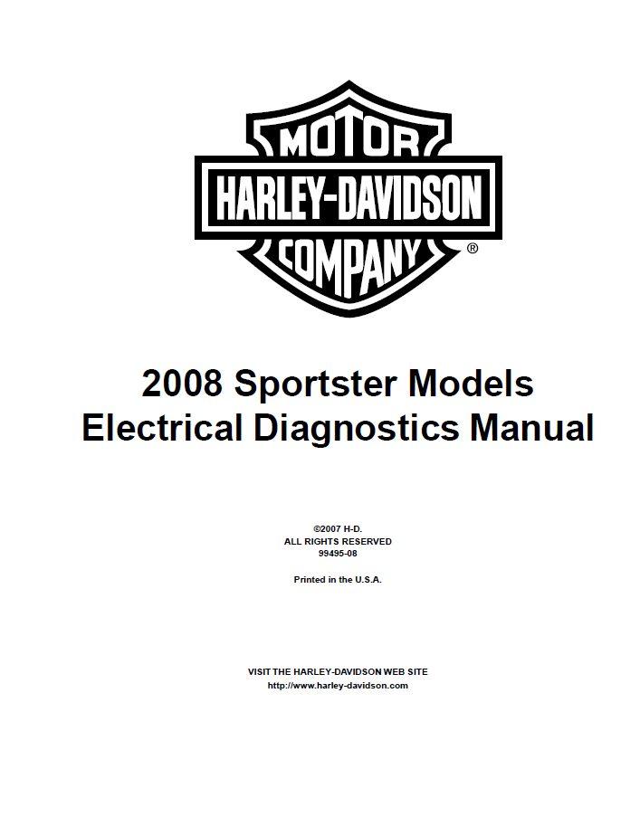 Harley Davidson 2008 Sportster Models Service & Electrical Diagnostic Manual