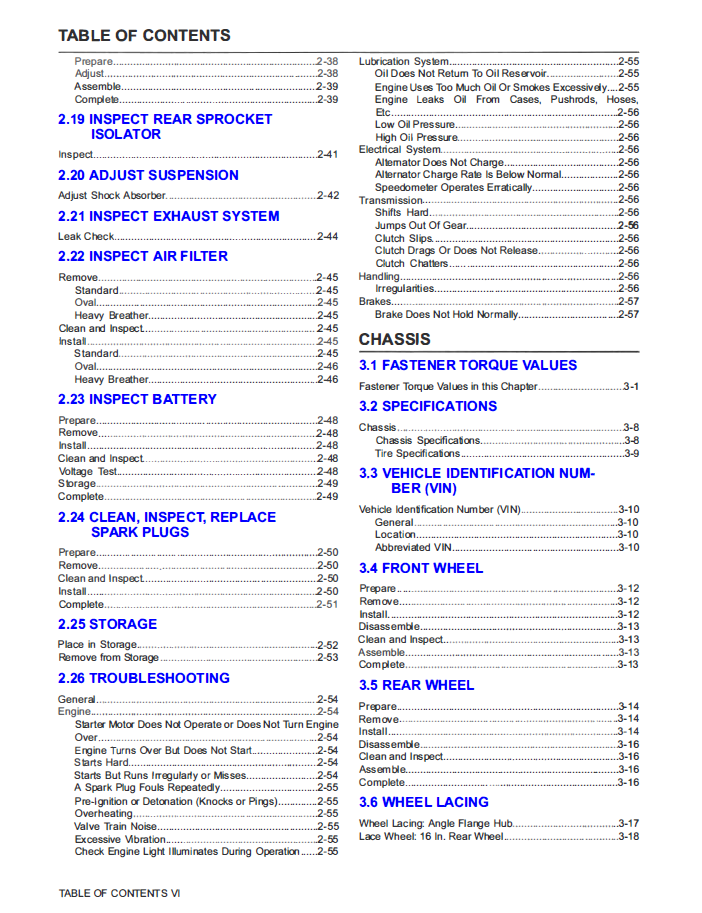 2021 HARLEY DAVIDSON TOURING SERVICE MANUAL PDF visual data 5