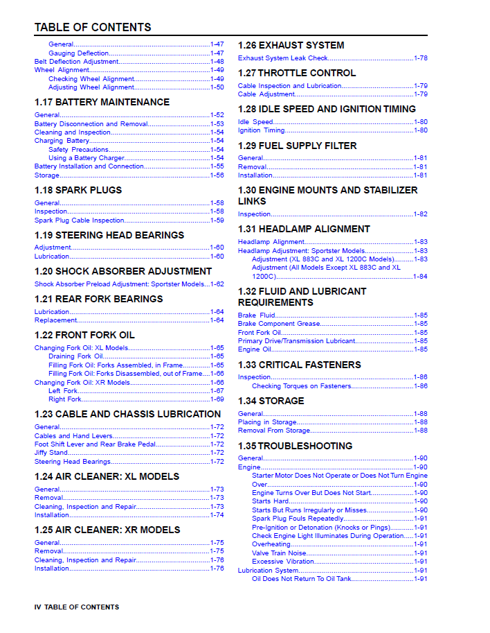 Harley Davidson 2009 Sportster Models Service & Electrical Diagnostic Manual