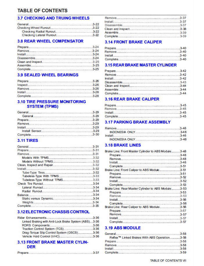 2012 HARLEY DAVIDSON TOURING SERVICE MANUAL visual data 3