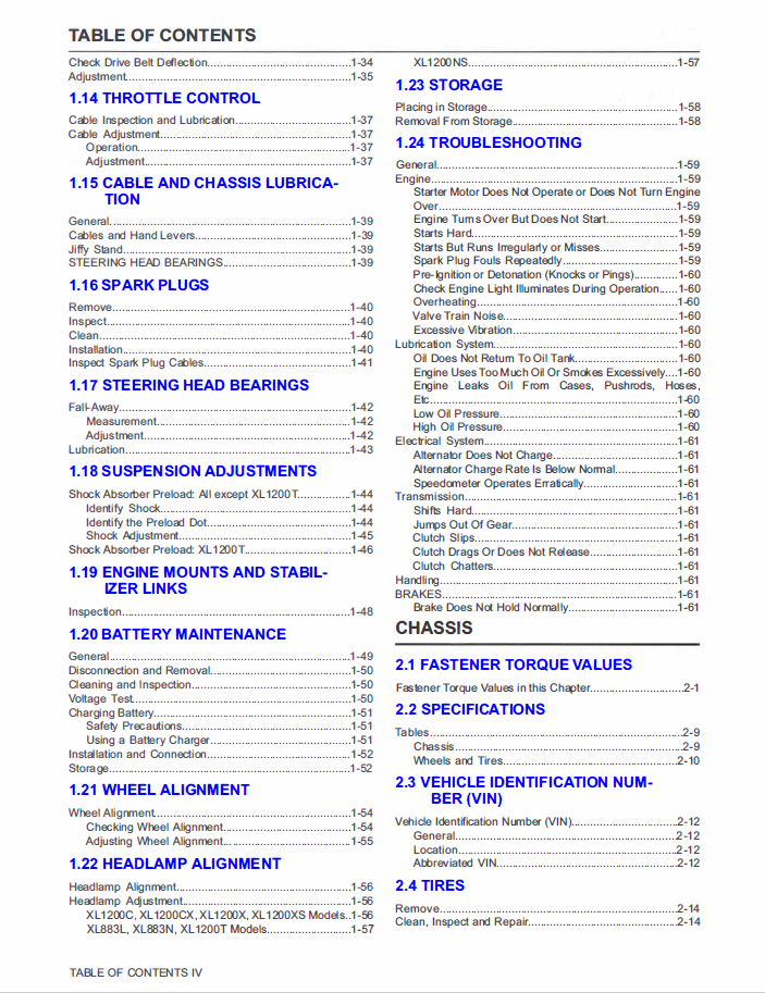 Harley Davidson 2019 Sportster Models Service & Electrical Diagnostic Manual